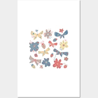 Butterflies and ladybug Posters and Art